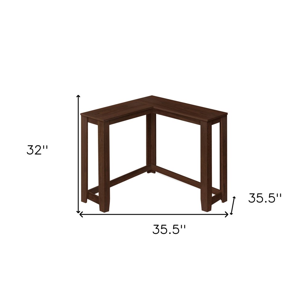 36" Brown Wood Corner Frame Console Table