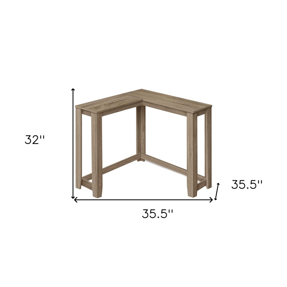 36" Brown Wood Corner Frame Console Table