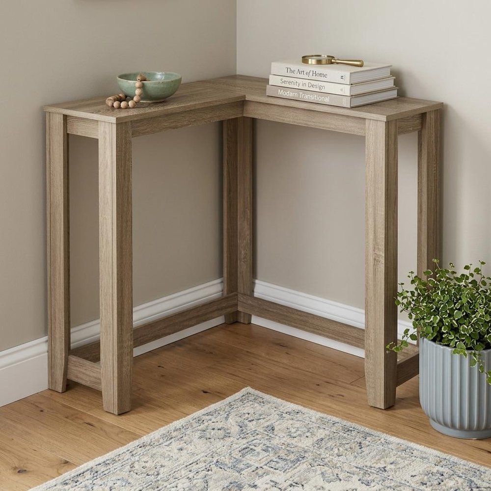 36" Brown Wood Corner Frame Console Table