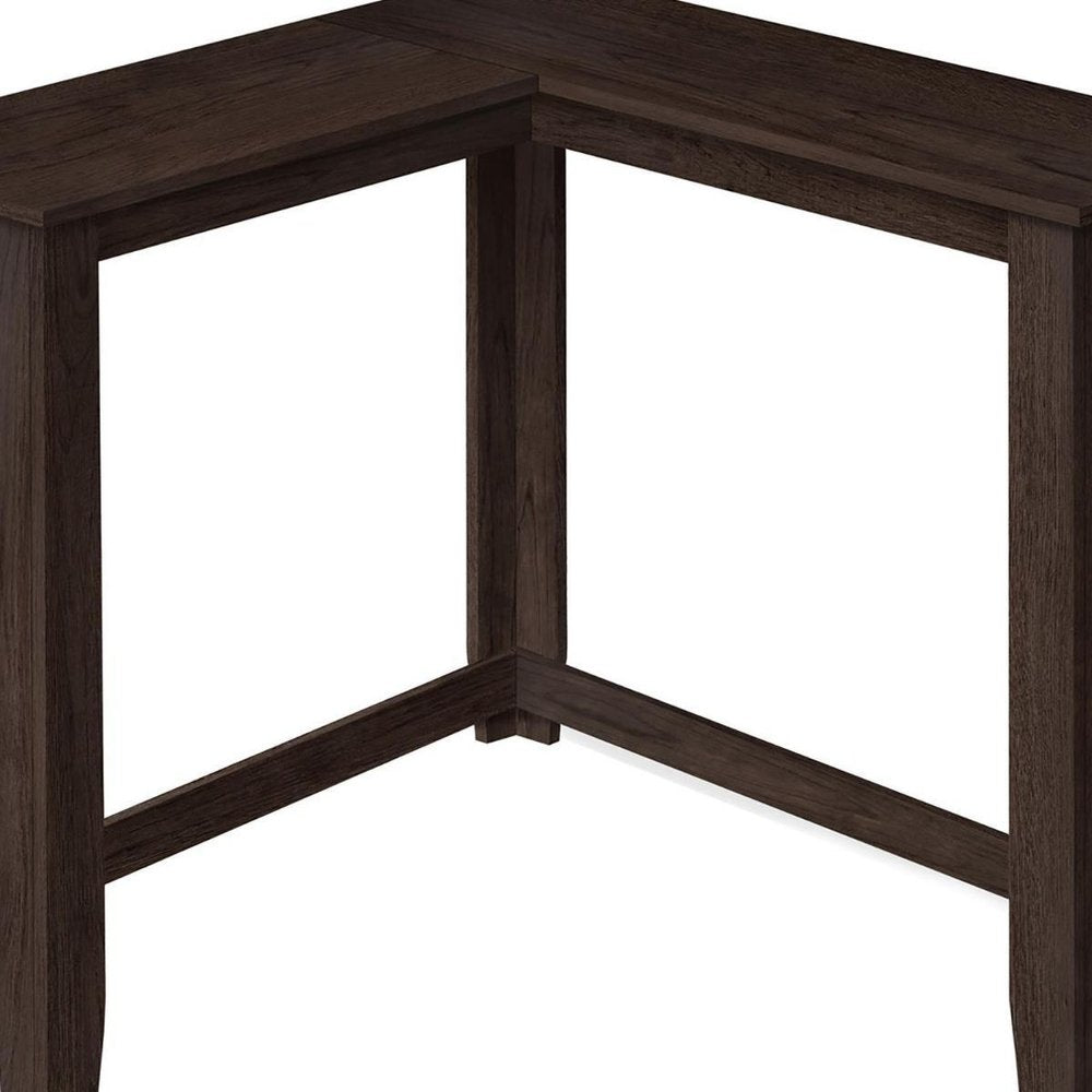 36" Brown Wood Corner Frame Console Table