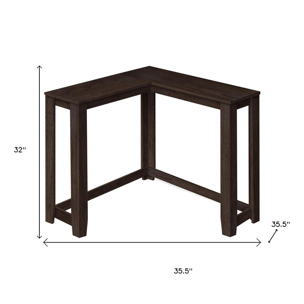 36" Brown Wood Corner Frame Console Table