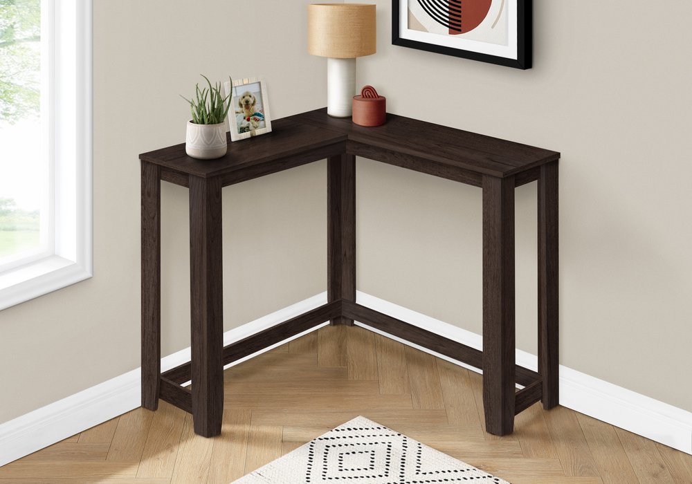 36" Brown Wood Corner Frame Console Table