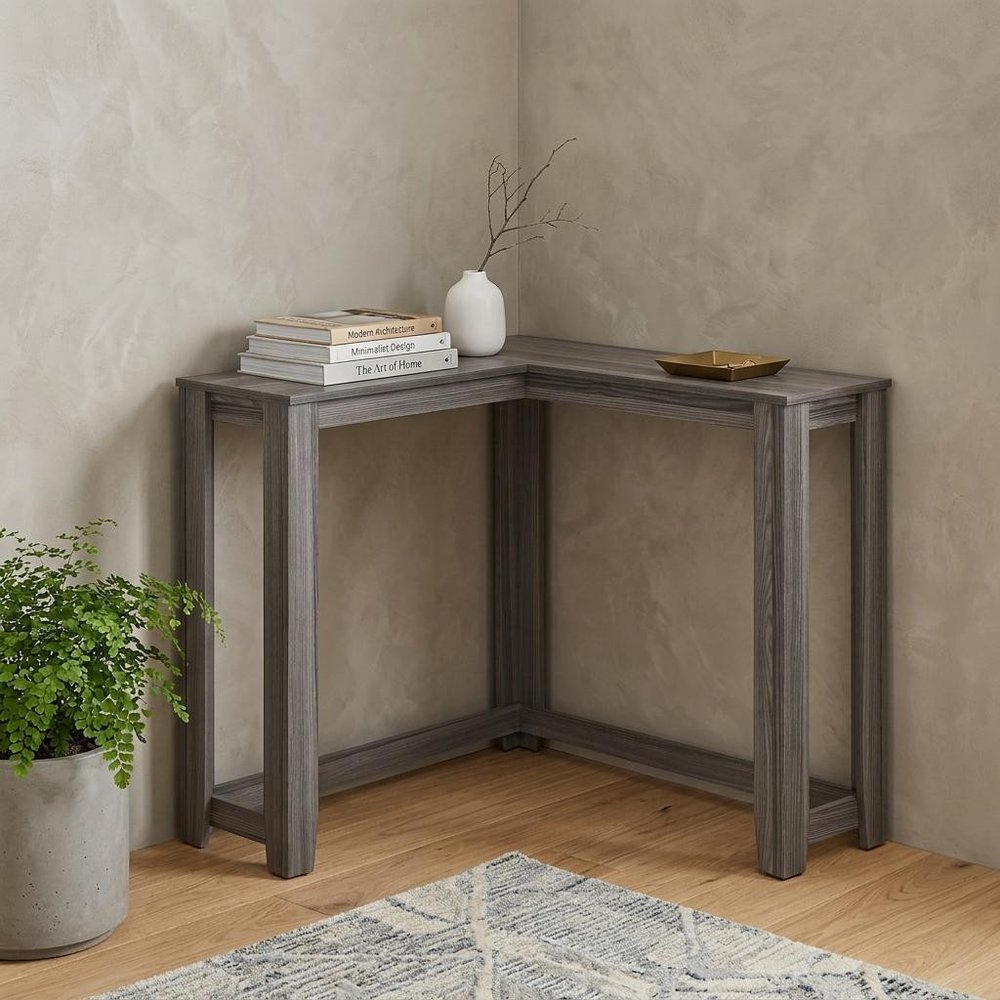36" Brown Wood Corner Frame Console Table