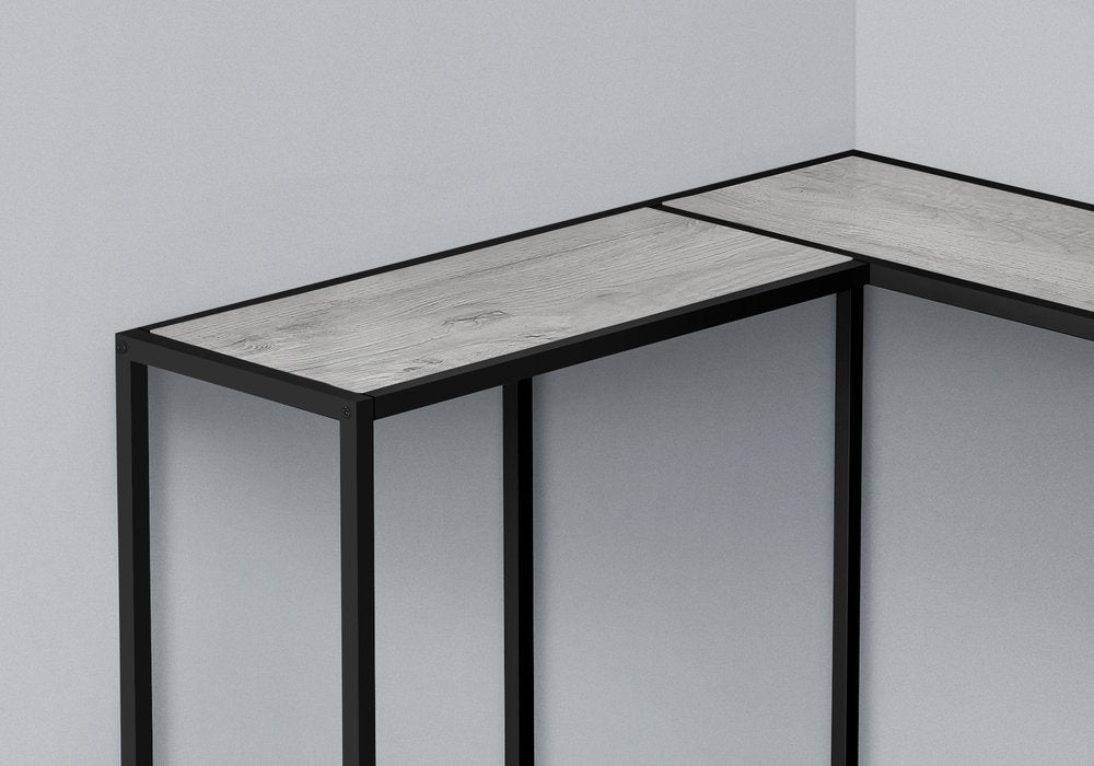 36" Gray and Black Wood and Metal Frame Console Table