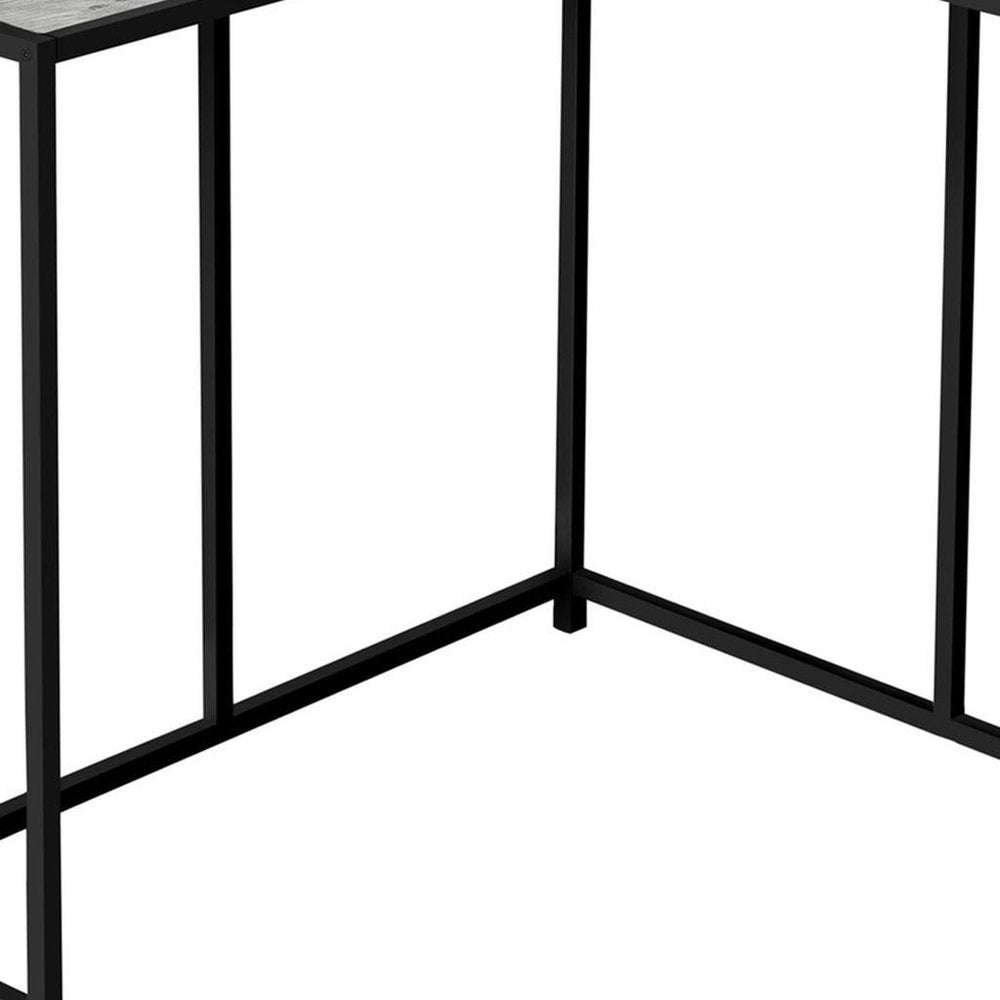 36" Gray and Black Wood and Metal Frame Console Table