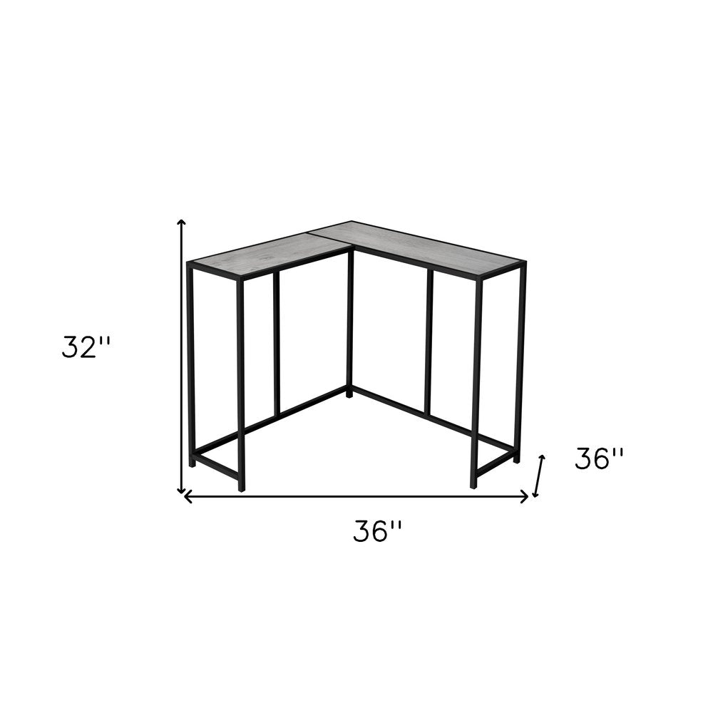 36" Gray and Black Wood and Metal Frame Console Table