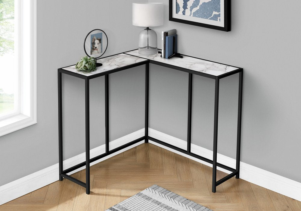 36" Gray and Black Wood and Metal Frame Console Table