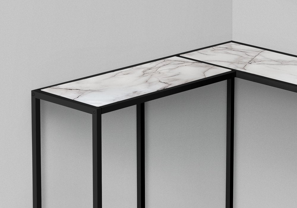 36" Gray and Black Wood and Metal Frame Console Table