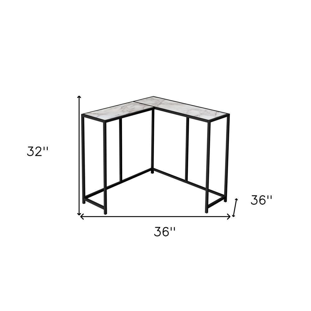 36" Gray and Black Wood and Metal Frame Console Table