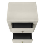 21" Beige Wood Two Drawer Nightstand