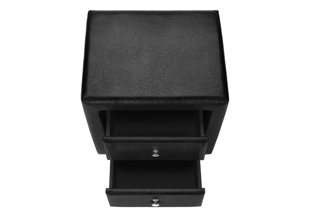 21" Black Wood Two Drawer Nightstand