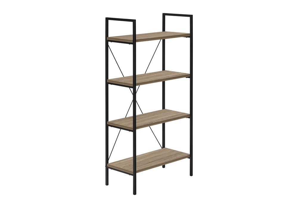 48" Taupe Metal and Wood Four Tier Etagere Bookcase