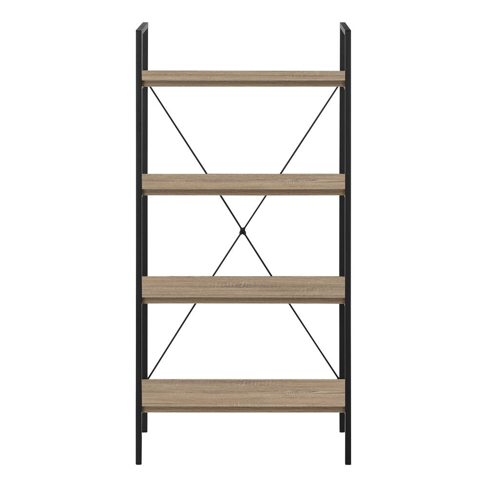 48" Taupe Metal and Wood Four Tier Etagere Bookcase