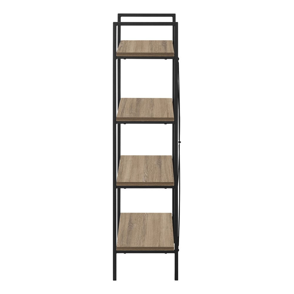 48" Taupe Metal and Wood Four Tier Etagere Bookcase