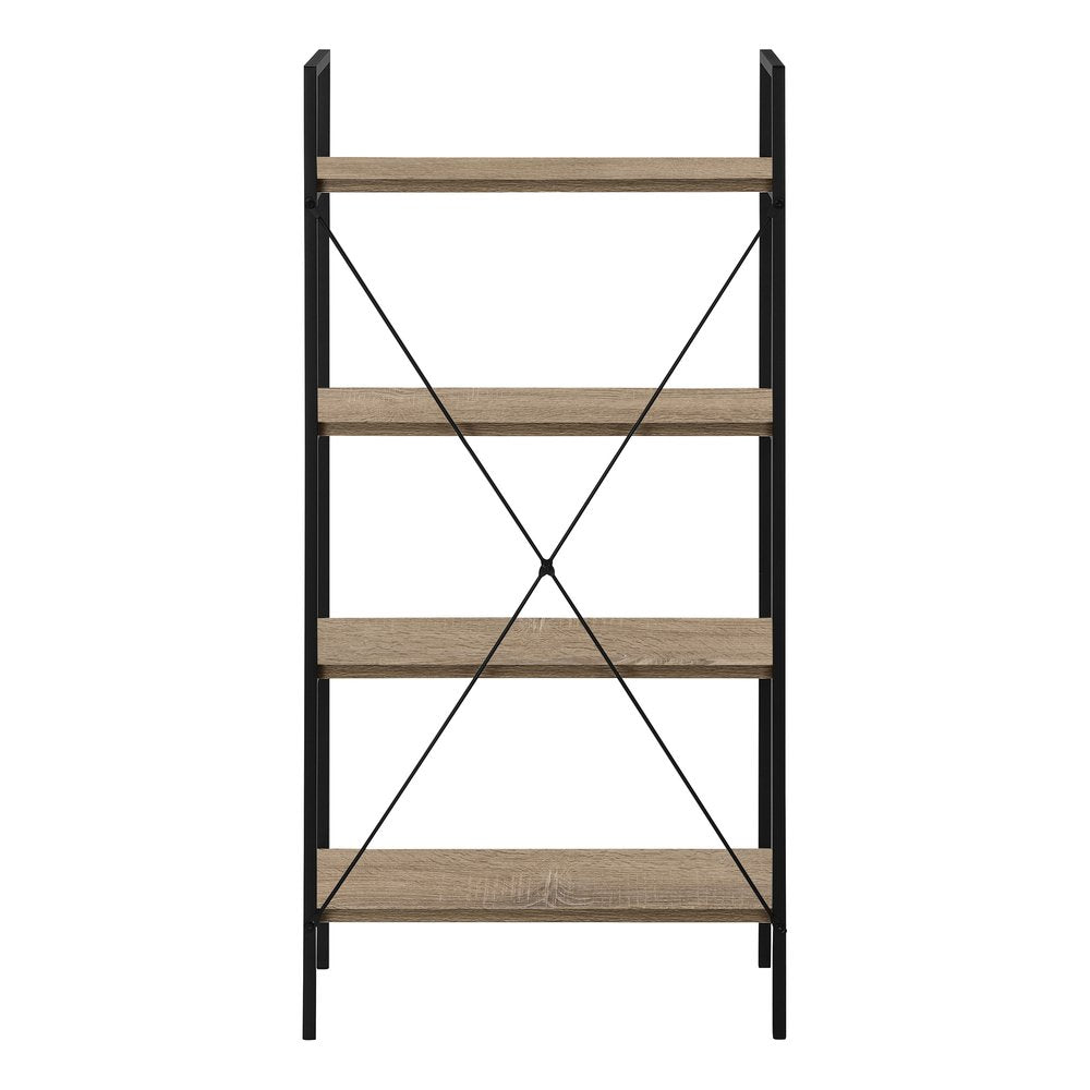 48" Taupe Metal and Wood Four Tier Etagere Bookcase
