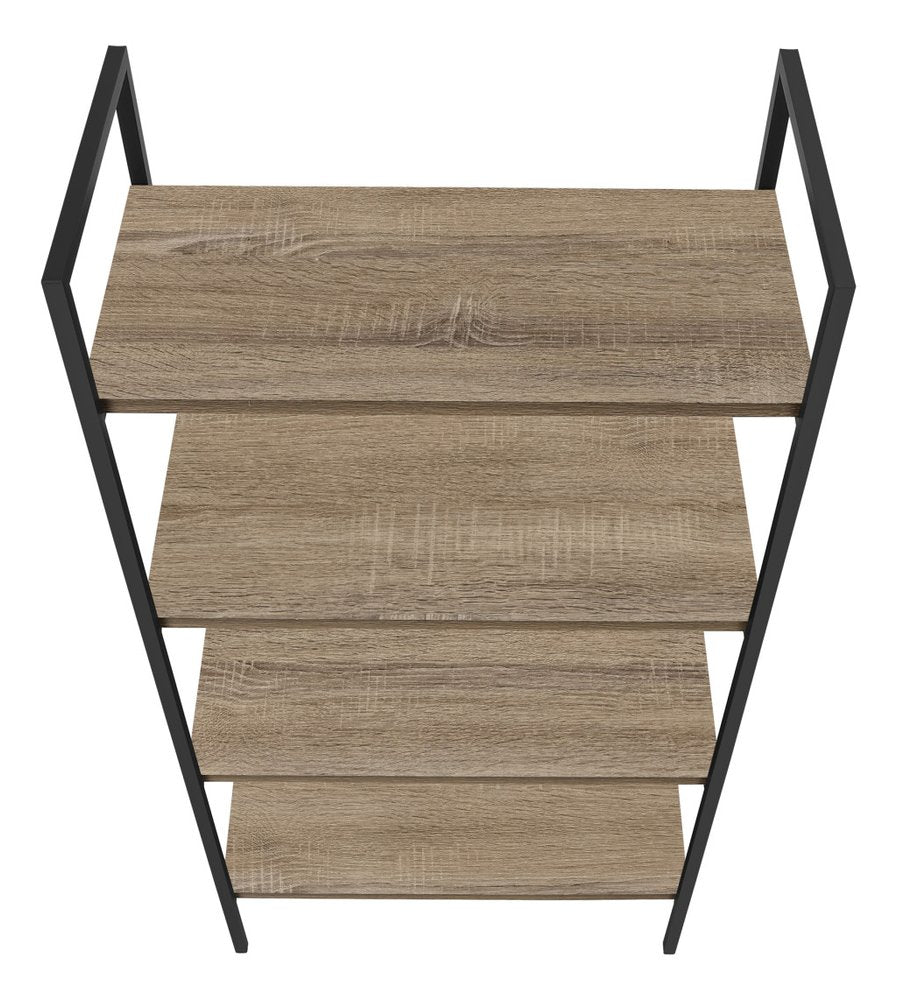 48" Taupe Metal and Wood Four Tier Etagere Bookcase