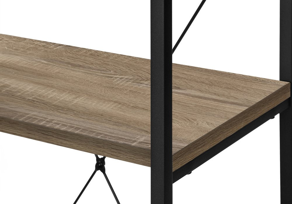 48" Taupe Metal and Wood Four Tier Etagere Bookcase