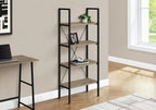48" Taupe Metal and Wood Four Tier Etagere Bookcase
