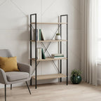 48" Taupe Metal and Wood Four Tier Etagere Bookcase