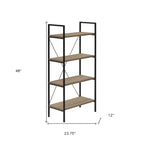 48" Taupe Metal and Wood Four Tier Etagere Bookcase