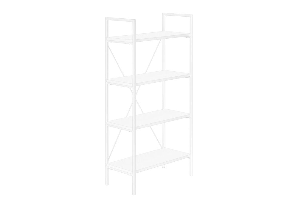 48" White Metal and Wood Four Tier Etagere Bookcase