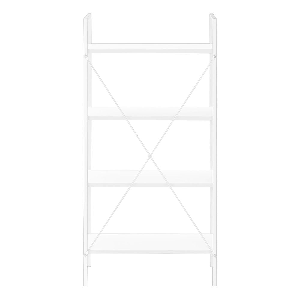 48" White Metal and Wood Four Tier Etagere Bookcase