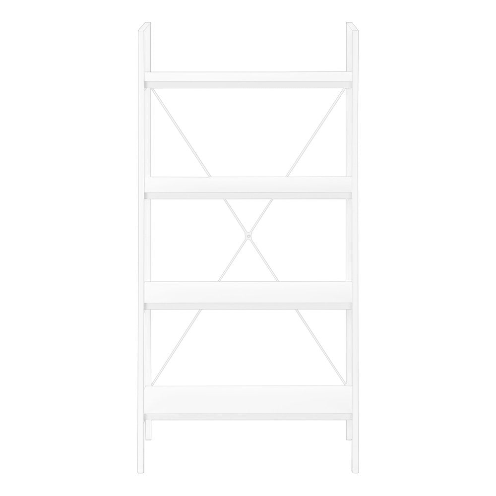 48" White Metal and Wood Four Tier Etagere Bookcase