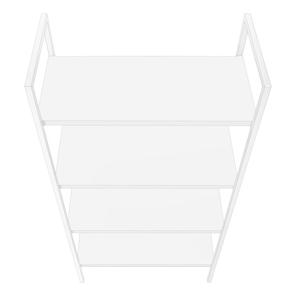 48" White Metal and Wood Four Tier Etagere Bookcase