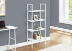 48" White Metal and Wood Four Tier Etagere Bookcase