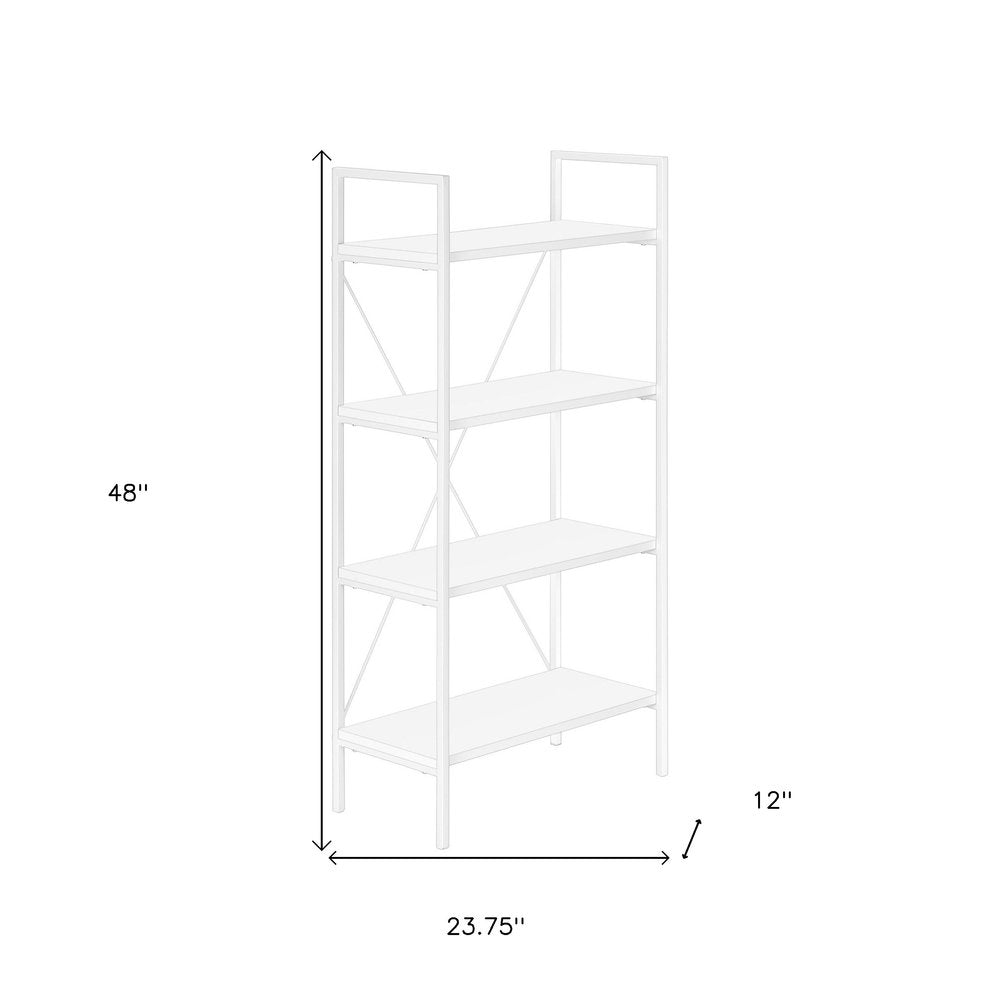 48" White Metal and Wood Four Tier Etagere Bookcase