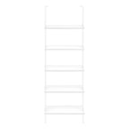 72" White Metal and Wood Five Tier Bookcase