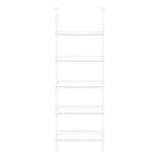 72" White Metal and Wood Five Tier Bookcase