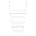 72" White Metal and Wood Five Tier Bookcase