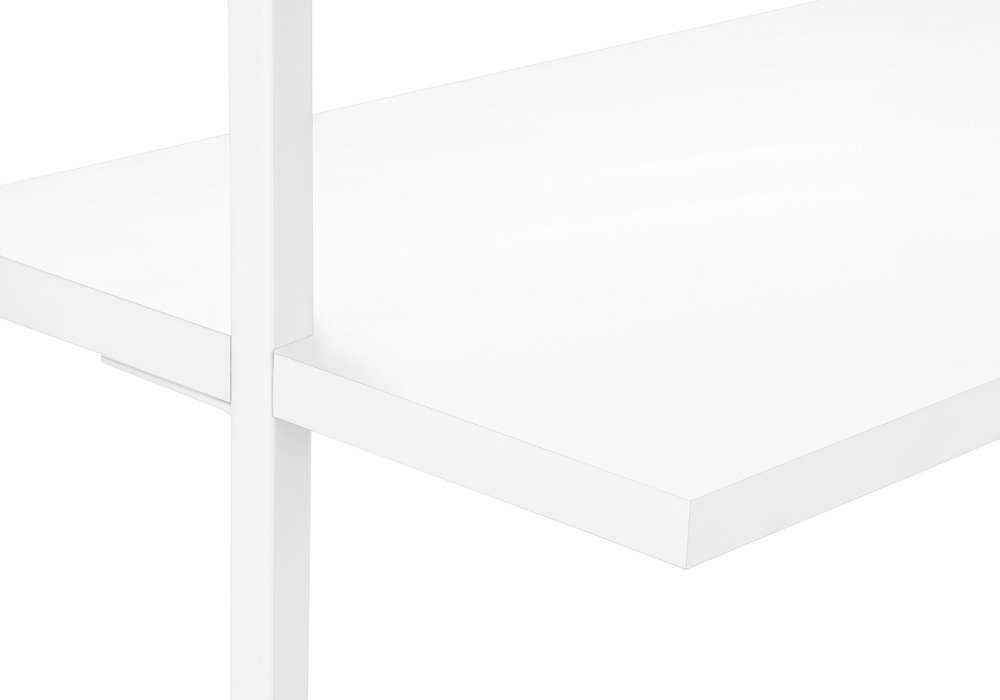 72" White Metal and Wood Five Tier Bookcase