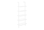 72" White Metal and Wood Five Tier Bookcase