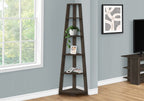 71" Oak Particle Board and Wood Five Tier Corner Bookcase