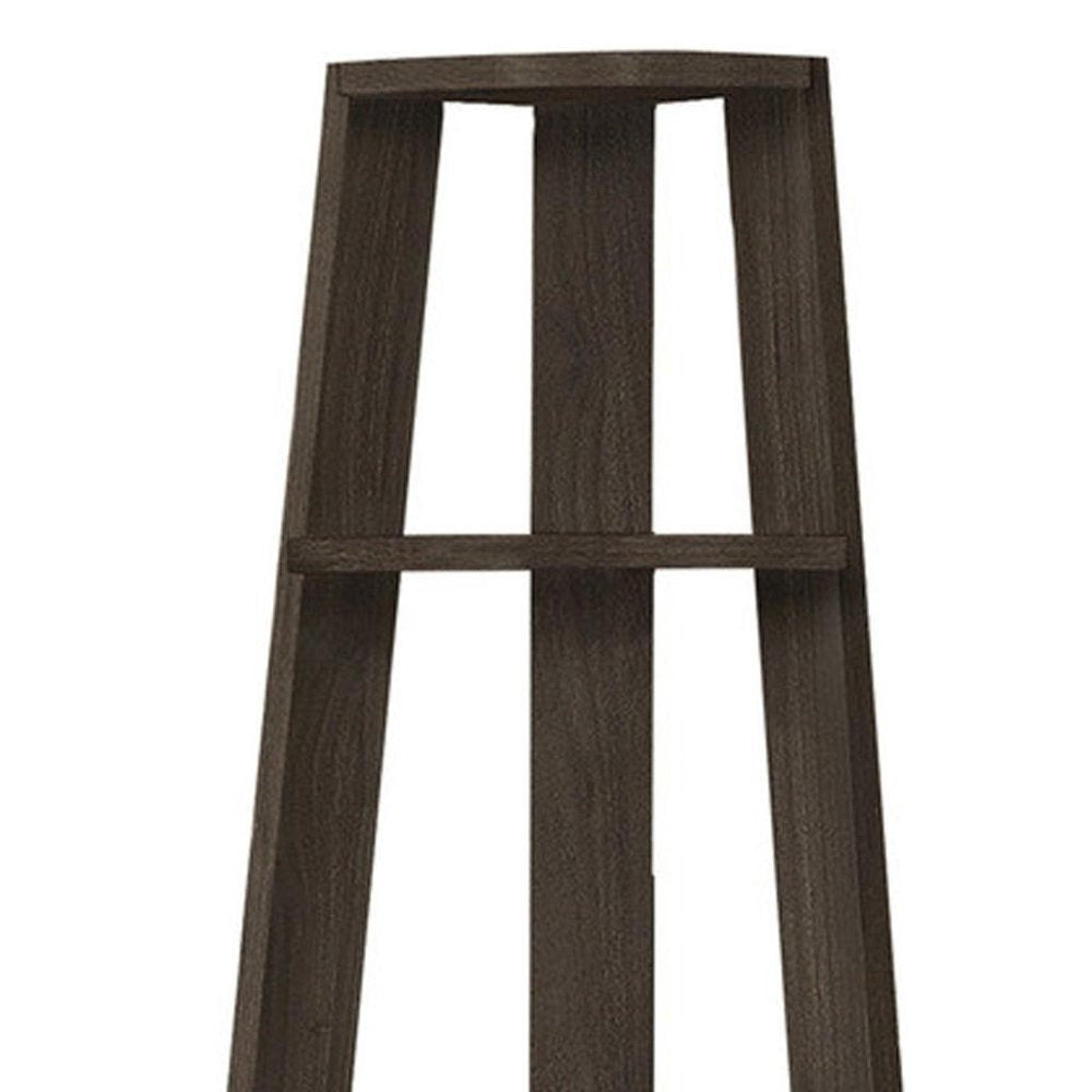 71" Oak Particle Board and Wood Five Tier Corner Bookcase