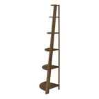 71" Dark Brown Wood Five Tier Corner Bookcase