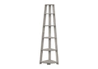 71" Gray Particle Board and Wood Five Tier Corner Bookcase