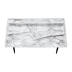 47" White and Black Faux Marble Wood and Iron Parsons Writing Desk