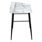 47" White and Black Faux Marble Wood and Iron Parsons Writing Desk