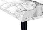 47" White and Black Faux Marble Wood and Iron Parsons Writing Desk