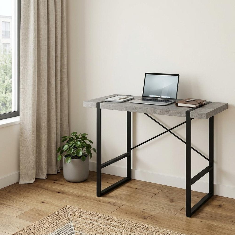 49" Gray and Black Computer Desk