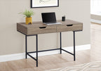 47" Taupe and Black Wood and Metal H-Shape Computer Desk With Two Drawers