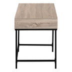 47" Taupe and Black Wood and Metal H-Shape Computer Desk With Two Drawers
