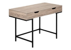 47" Taupe and Black Wood and Metal H-Shape Computer Desk With Two Drawers