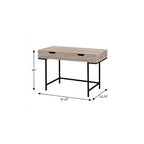 47" Taupe and Black Wood and Metal H-Shape Computer Desk With Two Drawers