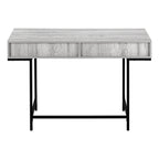 47" Gray and Black Wood and Metal H-Shape Computer Desk With Two Drawers