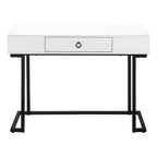42" White and Black Wood and Metal Sled Computer Desk