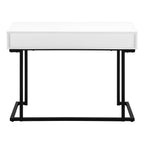 42" White and Black Wood and Metal Sled Computer Desk
